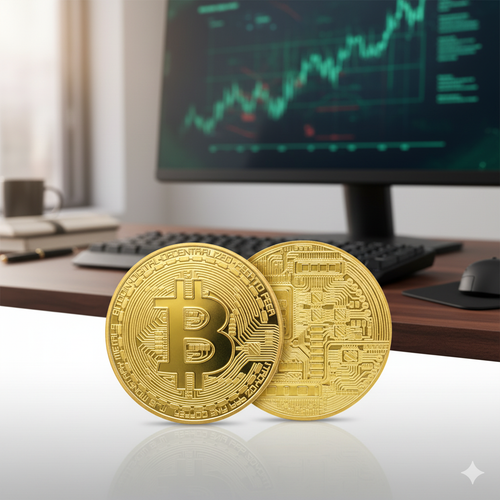 Golden Plated Bitcoin (Gift or Showpiece )
